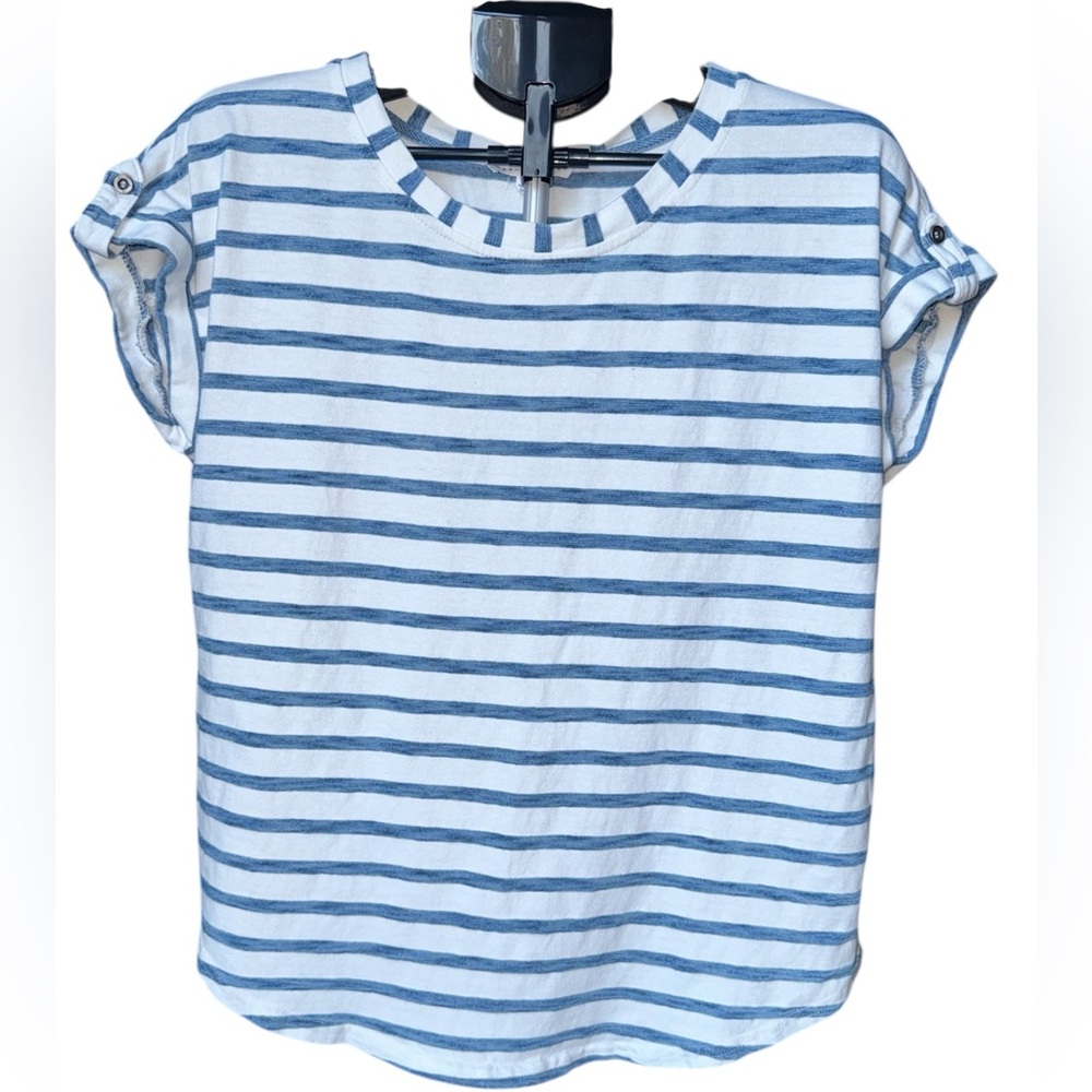 Jane and Delancey Blue and White Striped Short Sleeve Tee